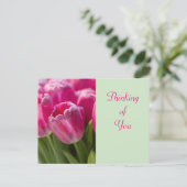 ピンクチューリップ考えポートレートのユー ポストカード (スタンド正面)