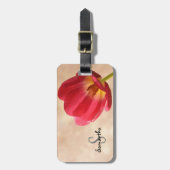 ピンクチューリップ荷物タグ ラゲッジタグ (正面縦)