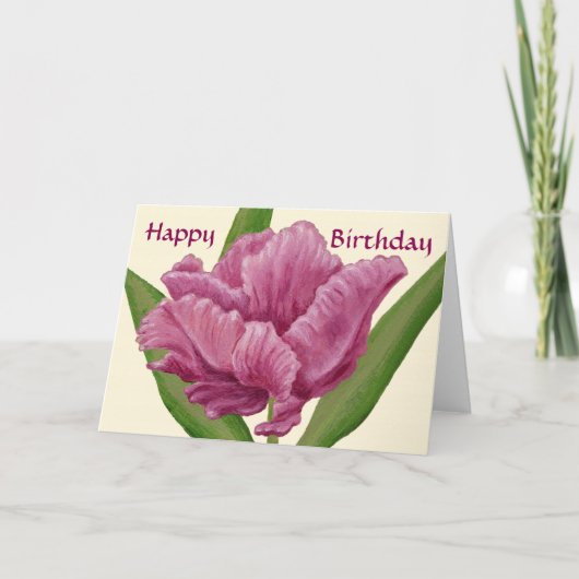 ピンクチューリップ誕生日カード カード (正面)