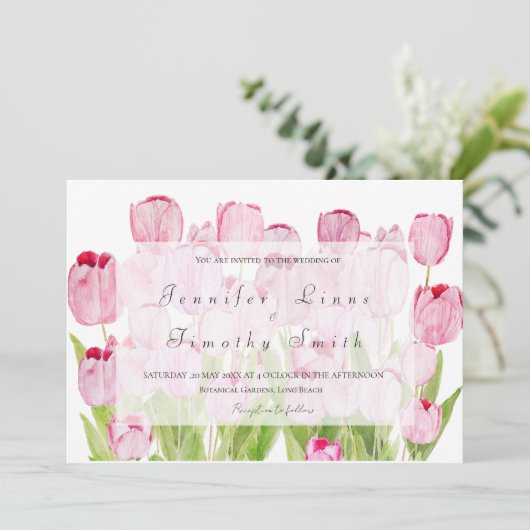 ピンクチューリップ3結婚式招待状 招待状 (スタンド正面)