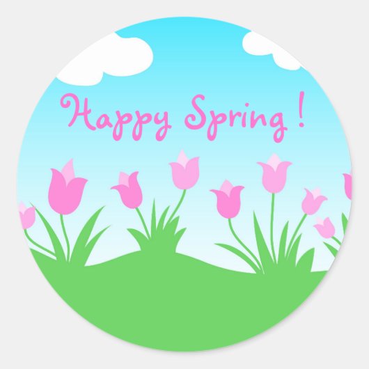 ピンクチューリップ – ステッカー (正面)