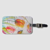 ピンクチューリップ チューリップ 花 水彩 女性の名前 ラゲッジタグ (正面横)