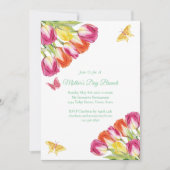 ピンクチューリップ&バタフライマザーズデイブランチ白 招待状 (正面)