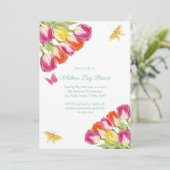 ピンクチューリップ&バタフライマザーズデイブランチ白 招待状 (スタンド正面)