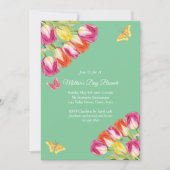 ピンクチューリップ&バタフライマザーズデイブランチ緑 招待状 (正面)