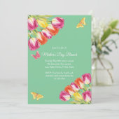 ピンクチューリップ&バタフライマザーズデイブランチ緑 招待状 (スタンド正面)