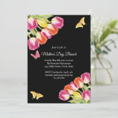 ピンクチューリップ&バタフライマザーズデイブランチ黒 招待状 (スタンド正面)