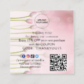 ピンクチューリップQRコードありがとうロイヤリティ割引カード 割引カード (裏面)