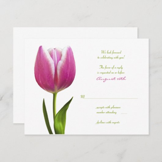 ピンクチューリ結婚ップの返信カード 出欠カード (正面/裏面)