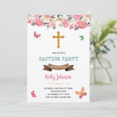 ピンクチョウバプテスマパーティの招待状 招待状 (スタンド正面)