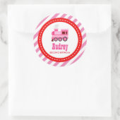 ピンクチョオトレイン誕生日ベビーシャワー ラウンドシール (バッグ)