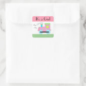 ピンクチョオ列車赤ちゃんシャワー スクエアシール (バッグ)