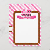 ピンクチョオCHOO列車ありがとうご注意 サンキューカード (正面/裏面)