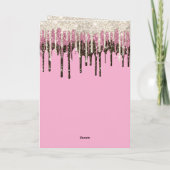 ピンクチョコレートアイスクリームグリッタードリップ誕生日 カード (裏面)