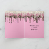 ピンクチョコレートアイスクリームグリッタードリップ誕生日 カード (内部)