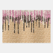 ピンクチョコレートアイスクリームコーングリッタードリップ ラッピングペーパーシート (正面)