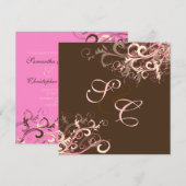 ピンクチョコレートクリームスワール結婚式招待状 招待状 (正面/裏面)
