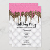 ピンクチョコレートタフテッドケーキすべての行事誕生日2 招待状 (正面/裏面)