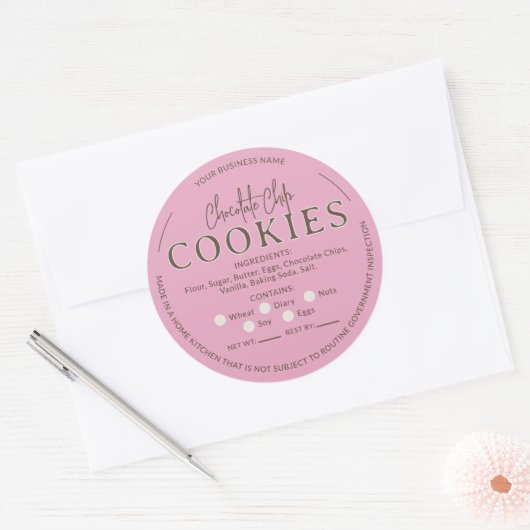 ピンクチョコレートチップクッキーコテージ法ステッカー ラウンドシール (封筒)