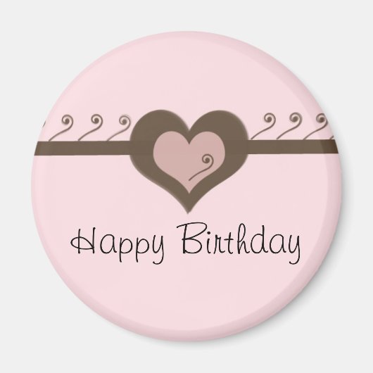 ピンクチョコレートハート 誕生日 マグネット (正面)