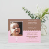 ピンクチョコレート《キリスト教》洗礼式や命名式招待状 招待状 (スタンド正面)