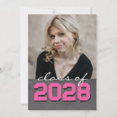 ピンクチョークボードフィルムストリップ5枚写真卒業式 招待状 (裏面)