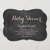 ピンクチョークボードベビーシャワー招待状 招待状 (正面/裏面)