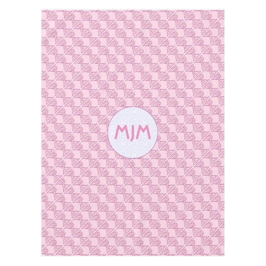 ピンクチロクロスイニシャルタイル テーブルクロス (正面)