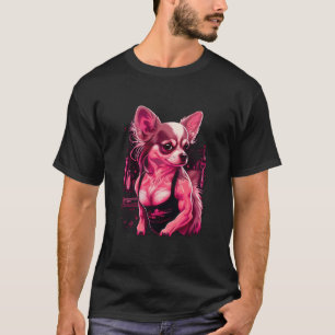 ピンクチワワフィットネスガールジムスポーツダンベルウォム Tシャツ