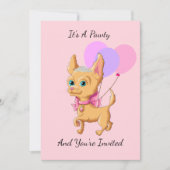ピンクチワワプリンセスバースデーパーティ招待状 招待状 (正面)