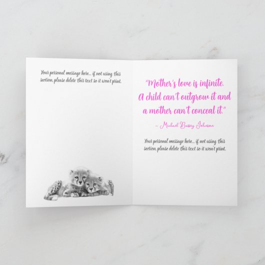 ピンクチータカブス義妹の母の日 カード (内部)