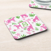 ピンクチータースモノグラム名門私立校風の白 コースター (左側)