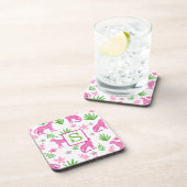 ピンクチータースモノグラム名門私立校風の白 コースター (右側)