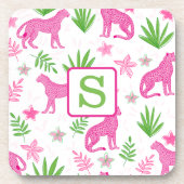 ピンクチータースモノグラム名門私立校風の白 コースター (正面)