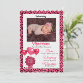 ピンクチーター誕生発表ベビーの写真 案内状 (スタンド正面)