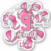 ピンクチームの色バスケットのクラスタチーム名 シール (正面)