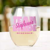 ピンクチームブライド花嫁メイドネーム結婚ズレトロクール ステムなしワイングラス
