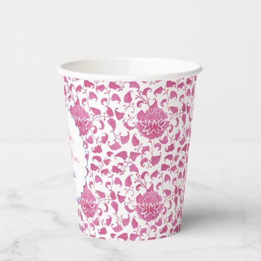 ピンクチ名門私立校風のノイスリーブライダルシャワーパーティー 紙コップ (左)