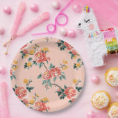 ピンクチ淡い色のノワセリーフローラ ペーパープレート (パーティー)