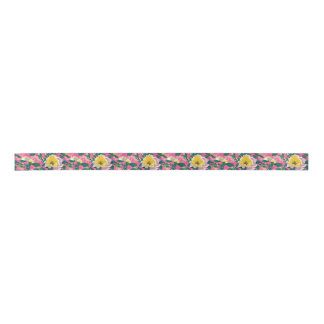 ピンクチ絵を描ノイスリーフローラ サテンリボン