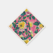 ピンクチ絵を描ノイスリーフローラ スタンダードカクテルナプキン (角)
