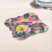 ピンクチ絵を描ノイスリーフローラ ペーパーコースター (アングル)