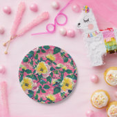 ピンクチ絵を描ノイスリーフローラ ペーパープレート (パーティー)