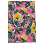 ピンクチ絵を描ノイスリーフローラ ミディアムペーパーバッグ (正面)