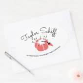 ピンクッションのドレスメーカーの変更ブランドシール 楕円形シール (封筒)