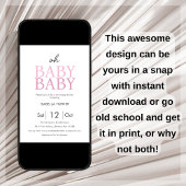 ピンクツインガールズベビーシャワー招待状 招待状