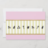 ピンクツインガールズ金ゴールドベビーシャワーストライプ招待状 招待状 (裏面)