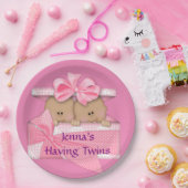 ピンクツインズアフリカ系アメリカ人ベビーシャワーパーティー ペーパープレート (パーティー)