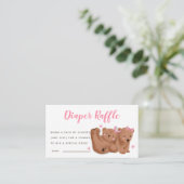 ピンクツインズベビーベビーシャワーおむつラッフルチケット エンクロージャーカード (スタンド正面)