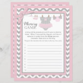 ピンクツチュシェブロンプリントベビーシャワーメモリーゲーム (正面/裏面)